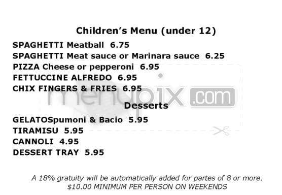 Cafe Bellissimo - Woodland Hills, CA menu_pic
