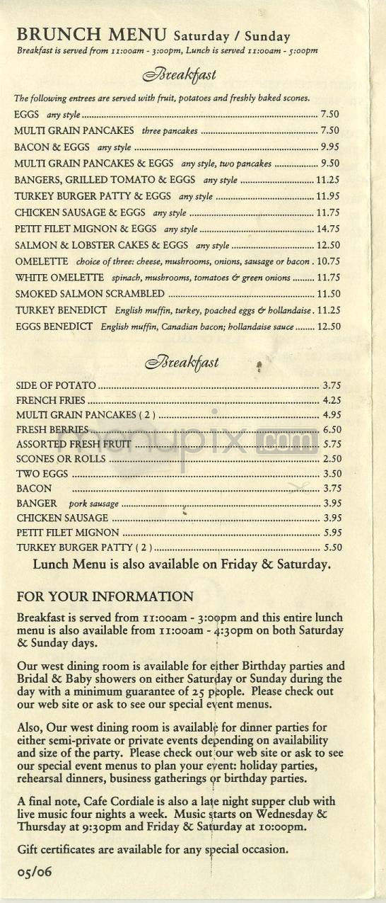 Cafe Cordiale - Sherman Oaks, CA menu_pic