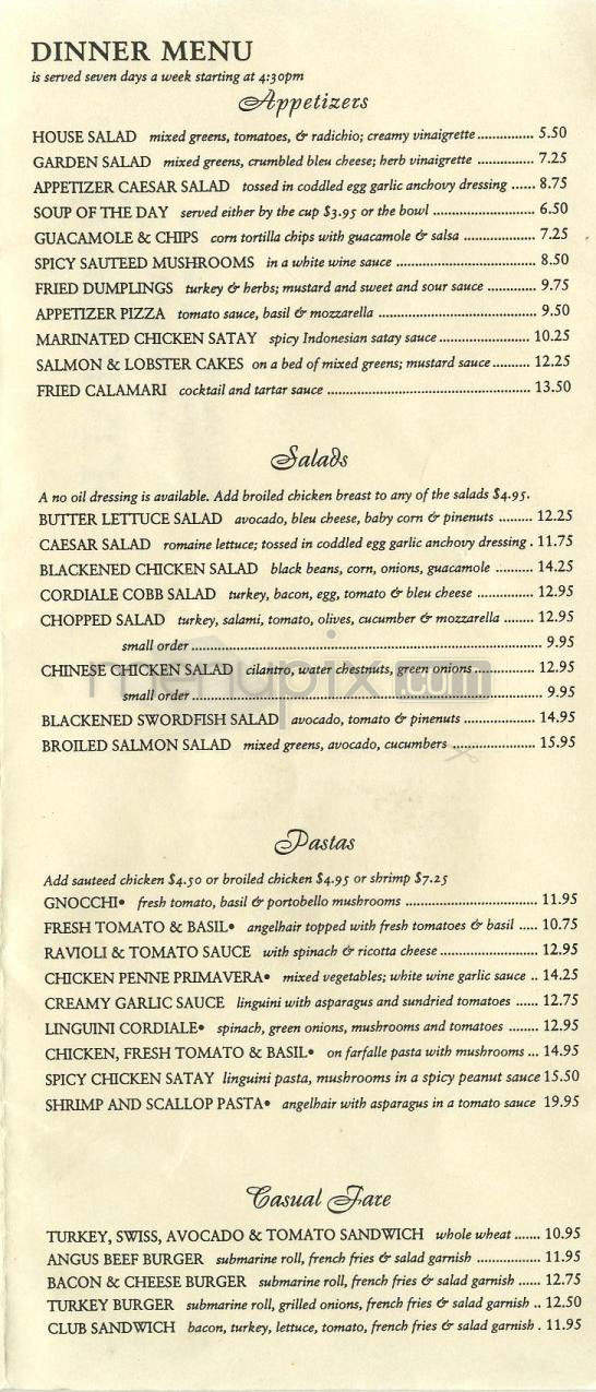 Cafe Cordiale - Sherman Oaks, CA menu_pic