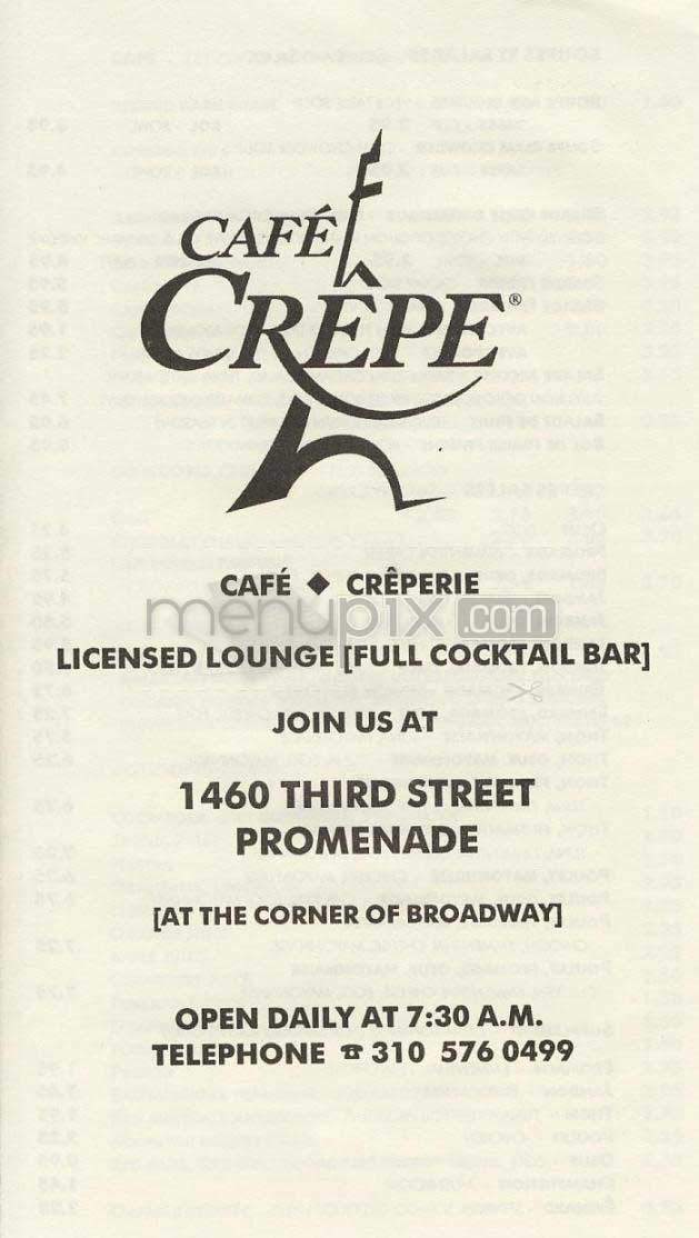 Cafe Crepe - Big Bear Lake, CA menu_pic