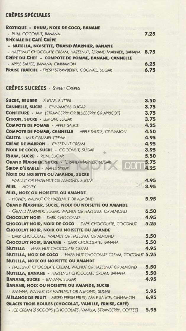 Cafe Crepe - Big Bear Lake, CA menu_pic