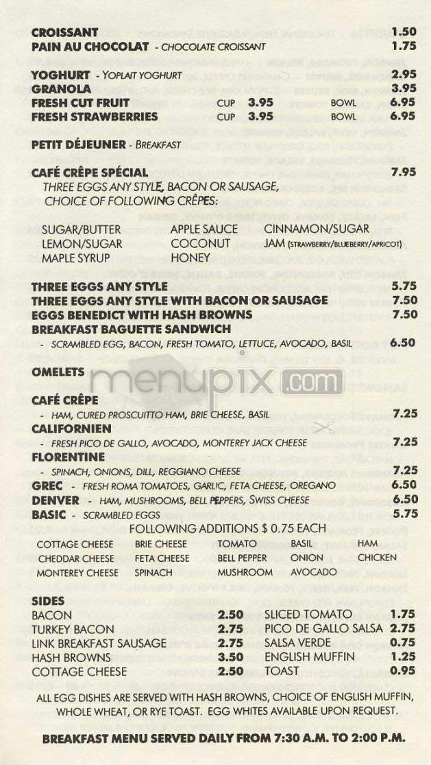 Cafe Crepe - Big Bear Lake, CA menu_pic