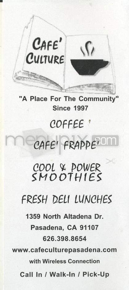 Cafe Culture - Pasadena, CA menu_pic