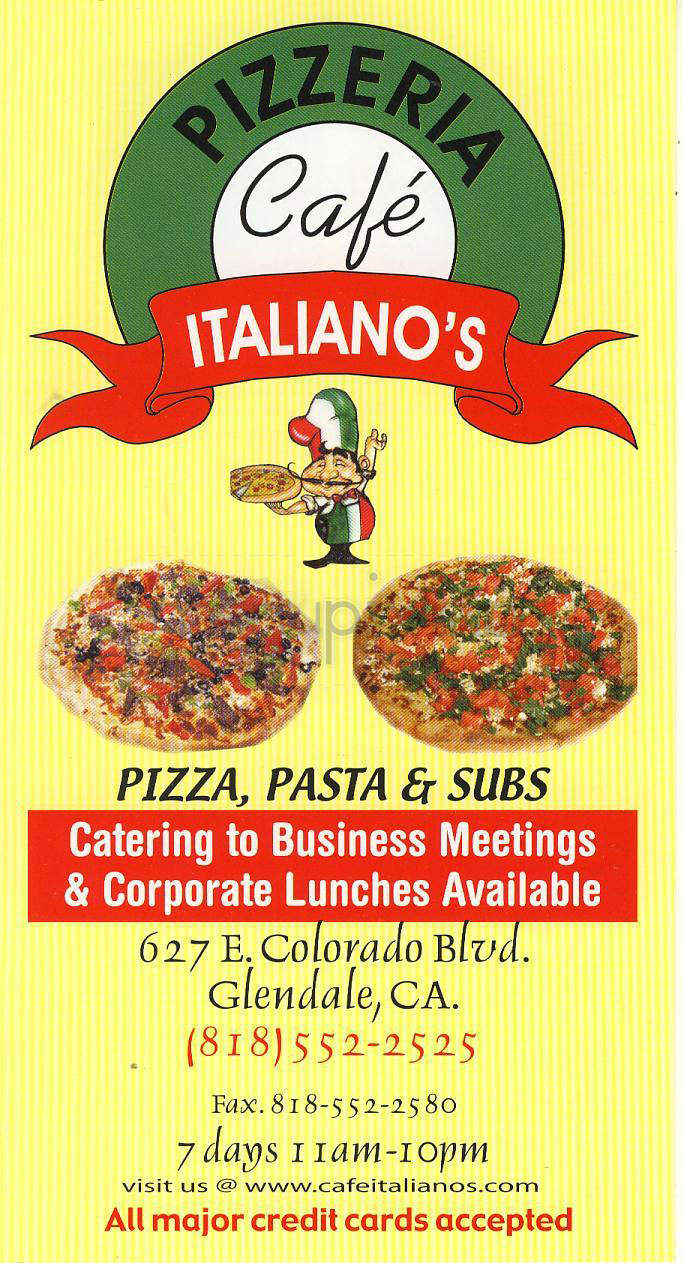 Cafe Italiano's - Glendale, CA menu_pic