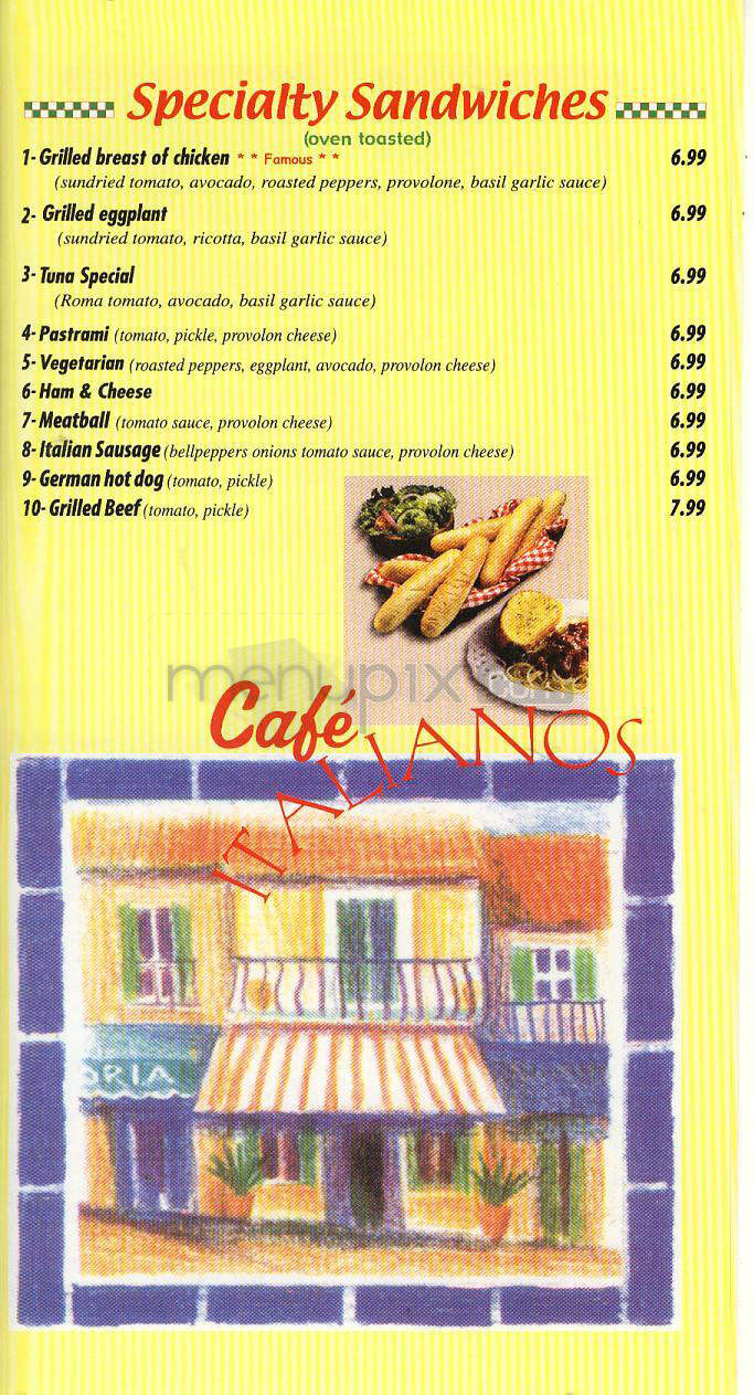 Cafe Italiano's - Glendale, CA menu_pic