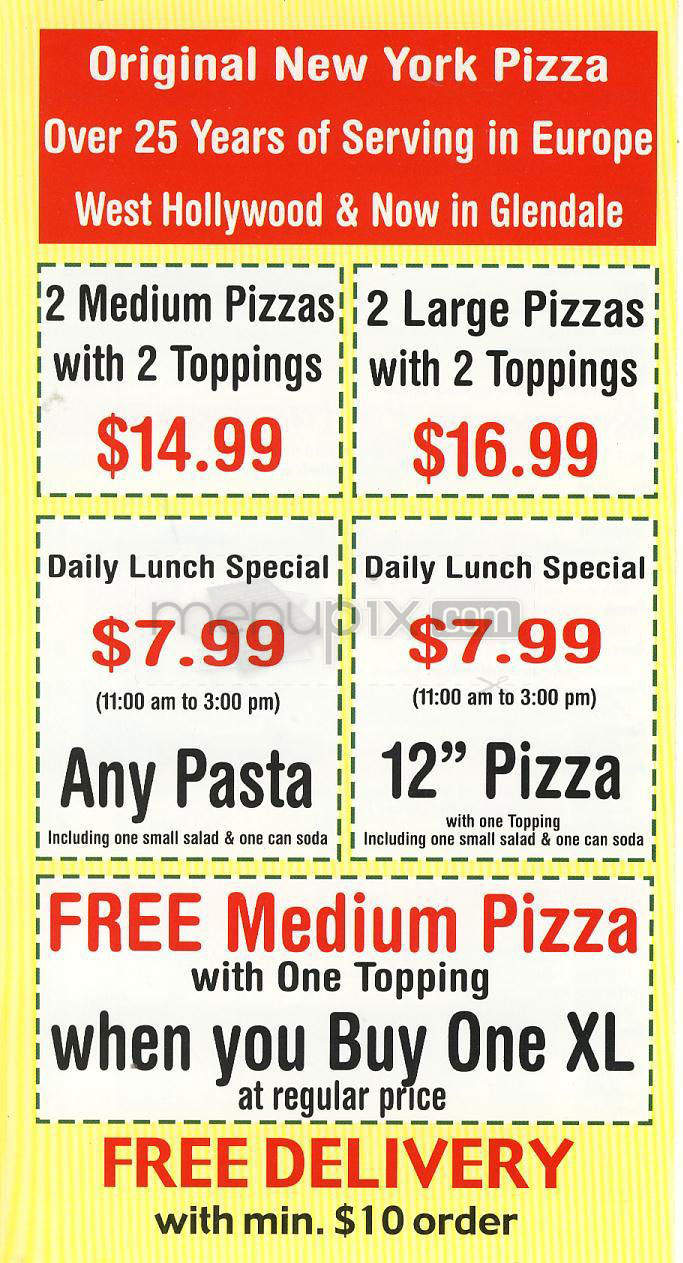 Cafe Italiano's - Glendale, CA menu_pic