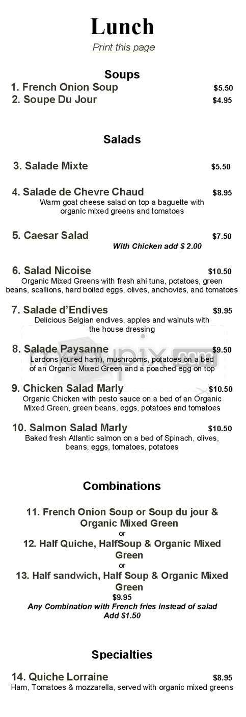Cafe Marly - Los Angeles, CA menu_pic