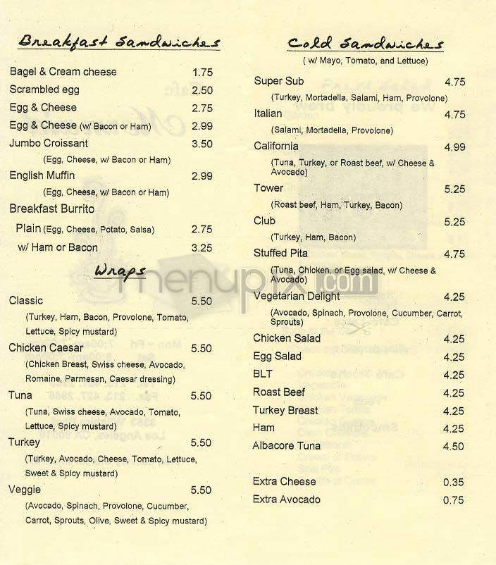 Cafe Mermaid - Los Angeles, CA menu_pic