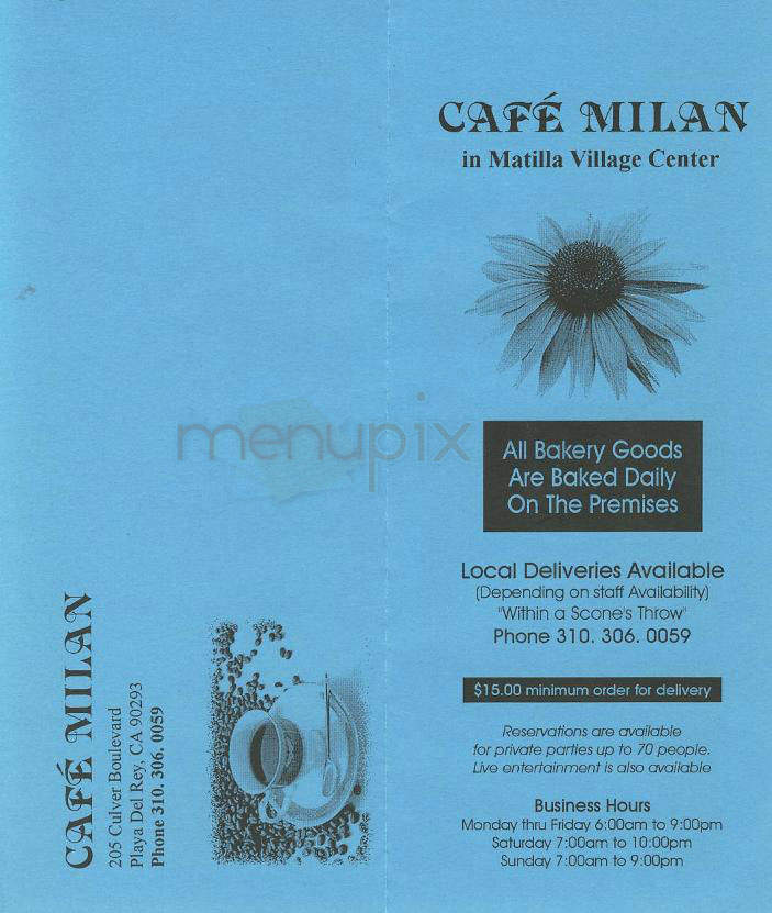 Cafe Milan - Playa Del Rey, CA menu_pic