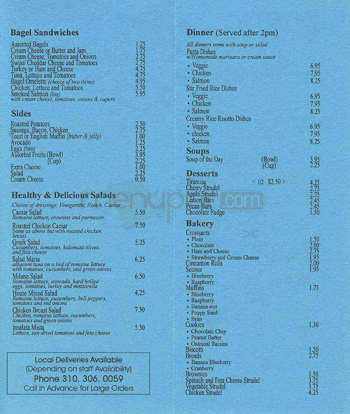 Cafe Milan - Playa Del Rey, CA menu_pic