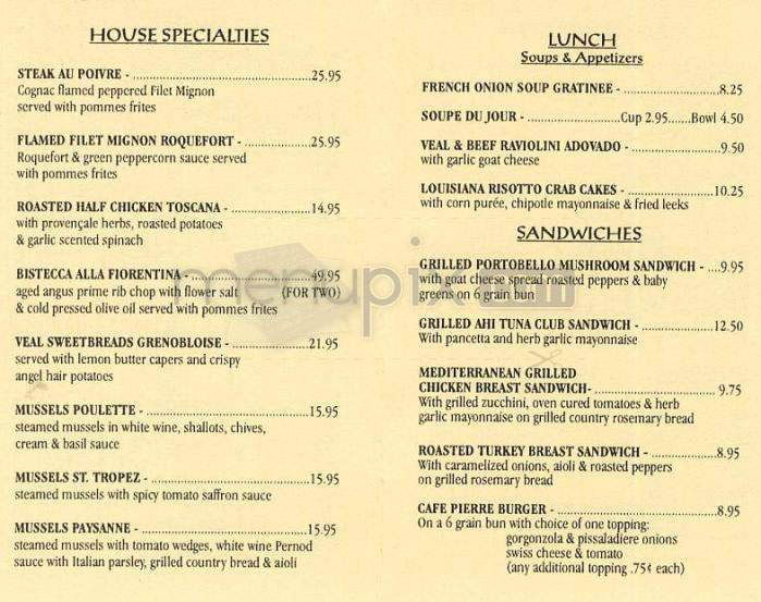 Cafe Pierre - Manhattan Beach, CA menu_pic