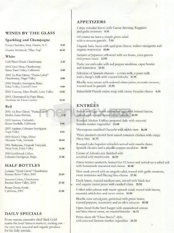 Cafe Pinot - Los Angeles, CA menu_pic