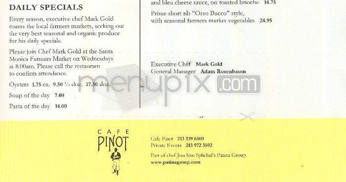 Cafe Pinot - Los Angeles, CA menu_pic
