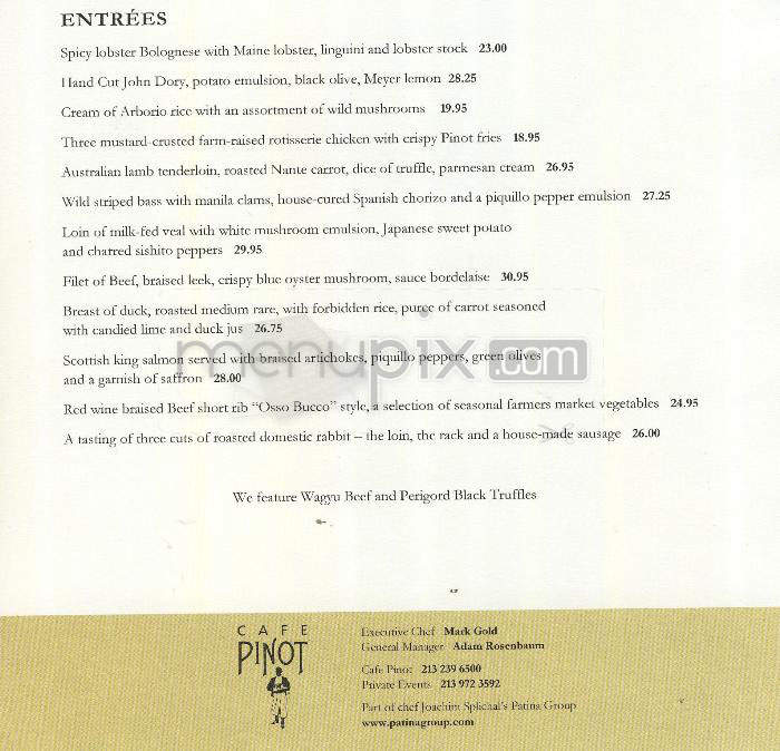 Cafe Pinot - Los Angeles, CA menu_pic