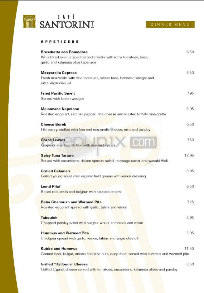 Cafe Santorini - Pasadena, CA menu_pic