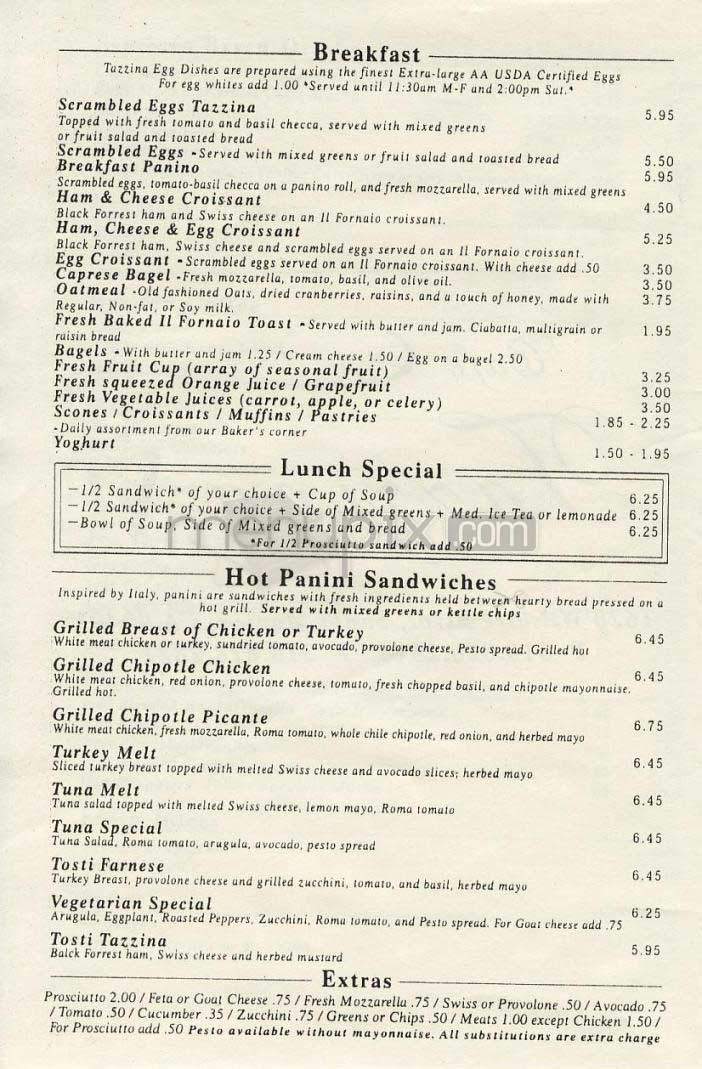 Cafe Tazzina - Santa Monica, CA menu_pic