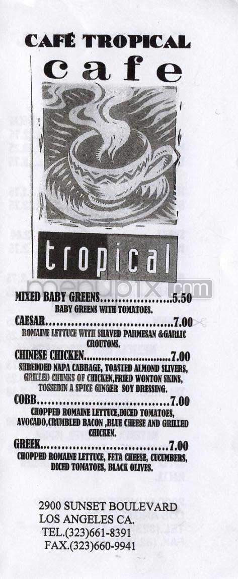 Cafe Tropical - Los Angeles, CA menu_pic