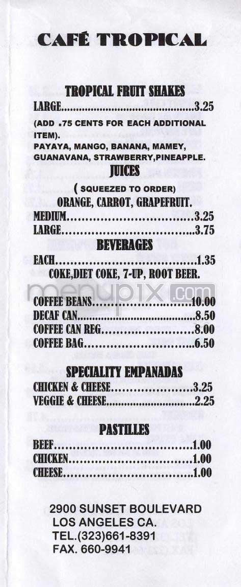 Cafe Tropical - Los Angeles, CA menu_pic