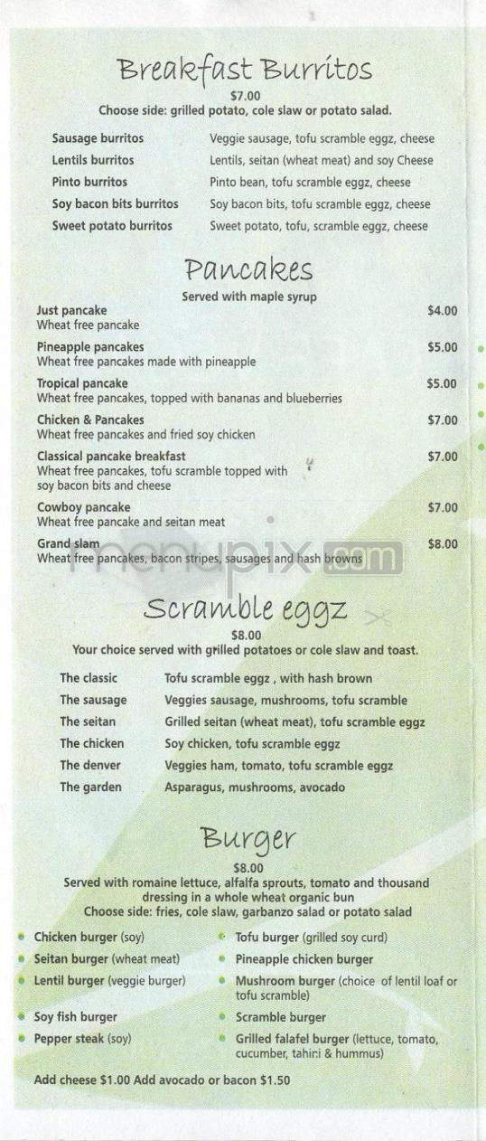 Cafe Vegan - Los Angeles, CA menu_pic