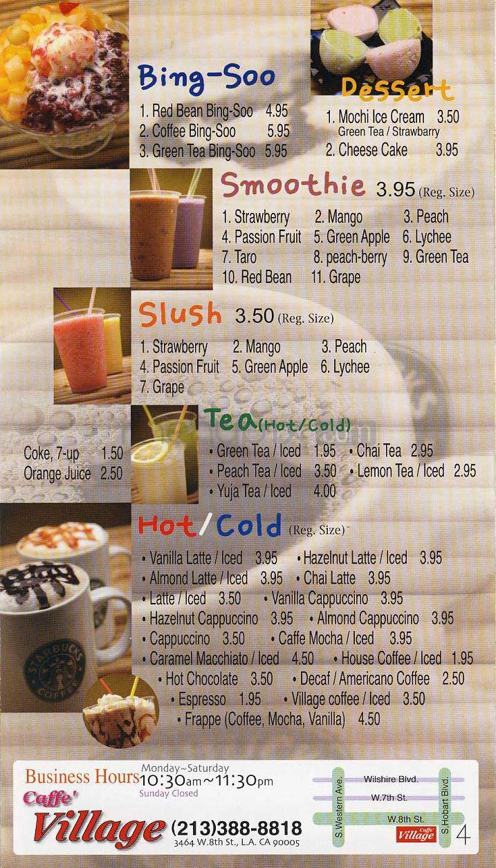 Cafe Village - Los Angeles, CA menu_pic