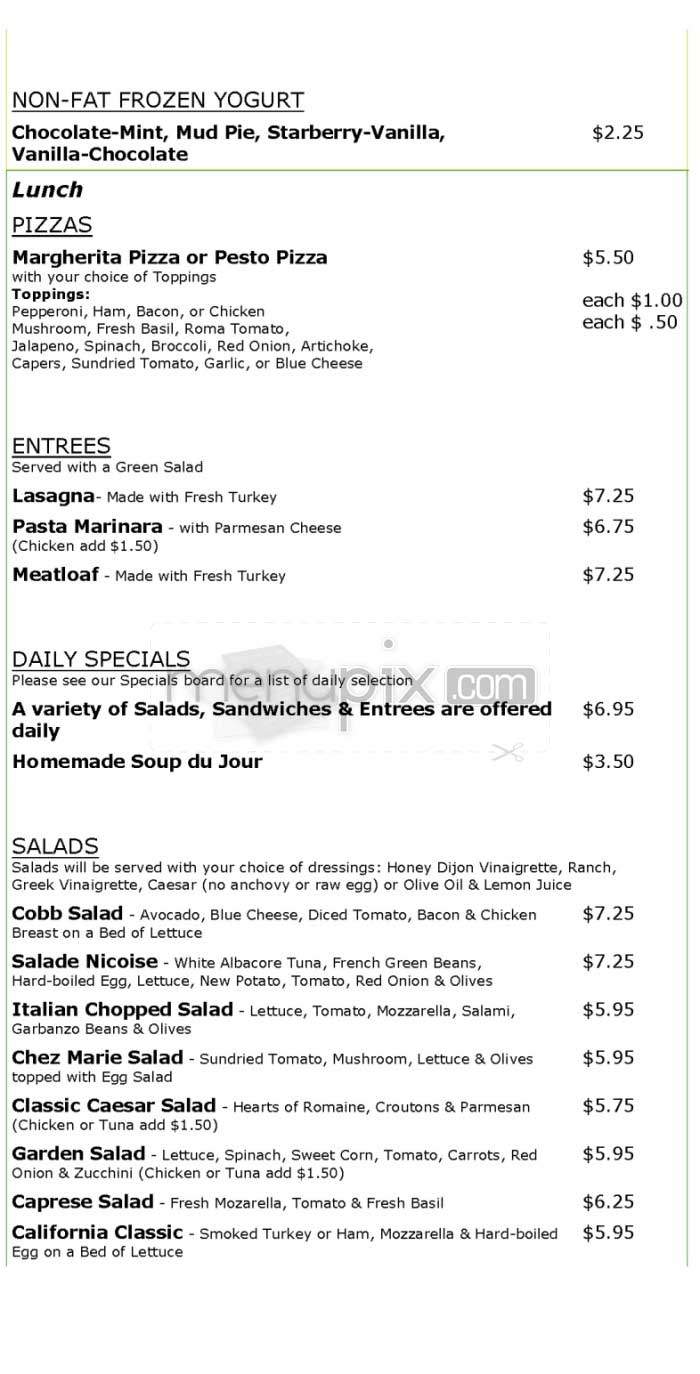 Cafe Chez Marie - Los Angeles, CA menu_pic