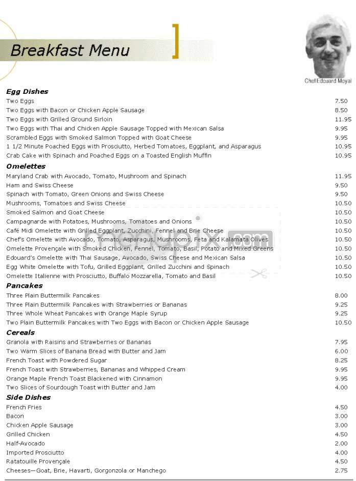 Cafe Midi - Los Angeles, CA menu_pic