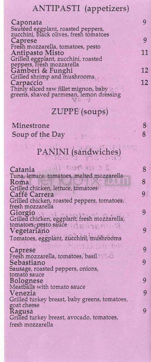 Caffe Carrera - Beverly Hills, CA menu_pic