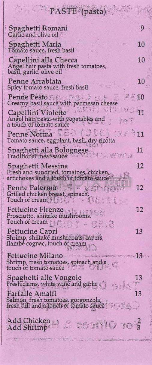 Caffe Carrera - Beverly Hills, CA menu_pic