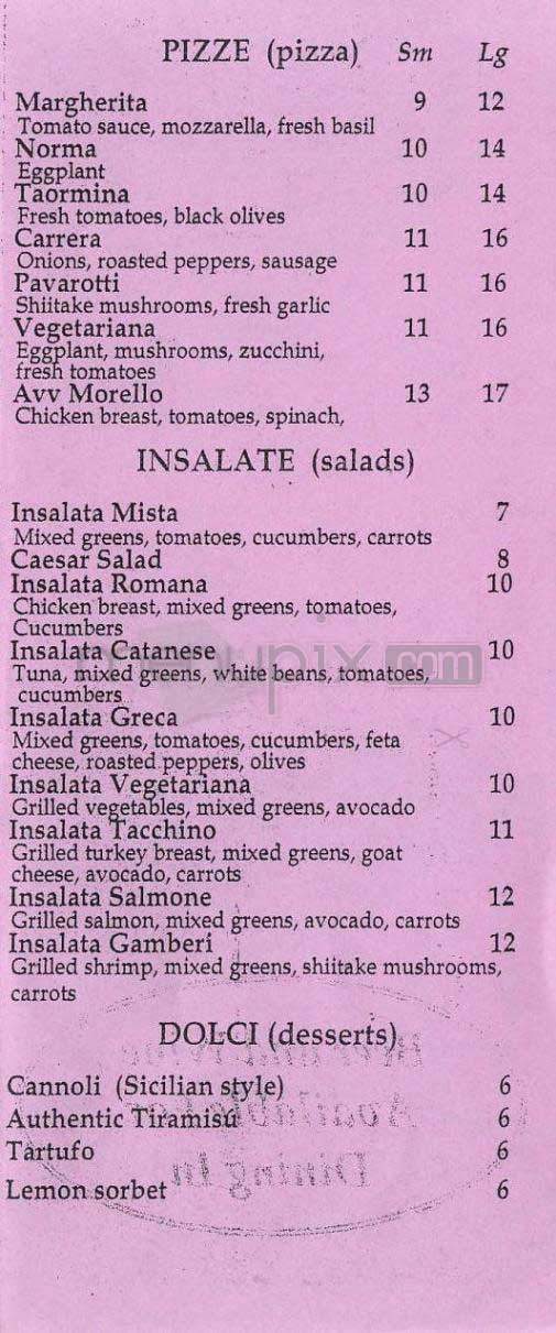 Caffe Carrera - Beverly Hills, CA menu_pic