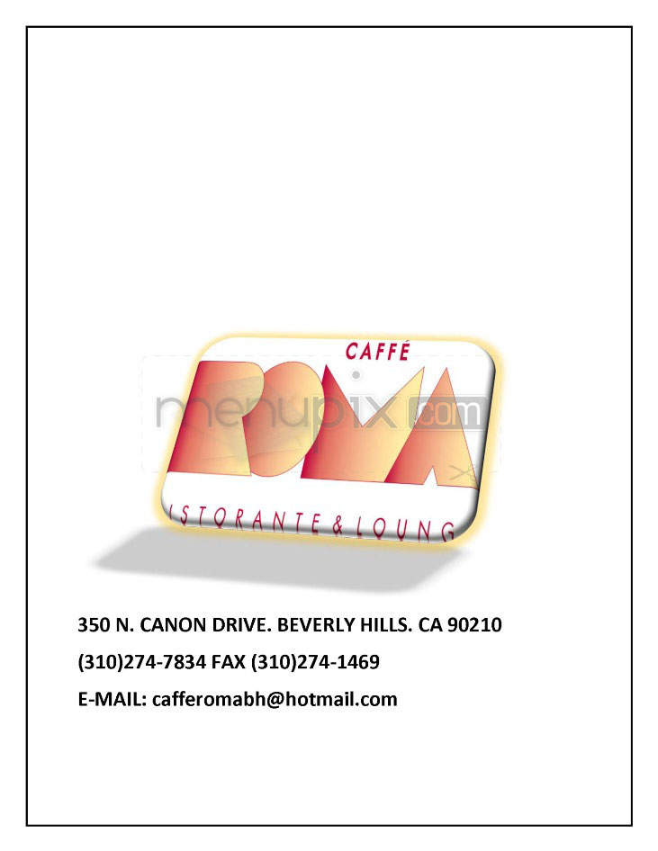 Caffe Roma - Beverly Hills, CA menu_pic