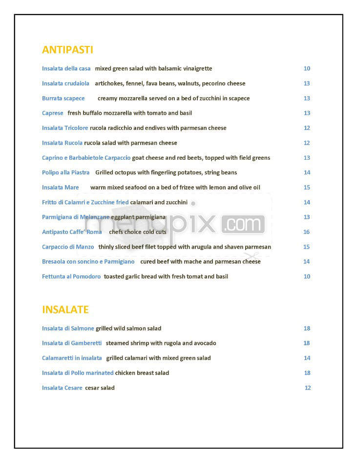 Caffe Roma - Beverly Hills, CA menu_pic