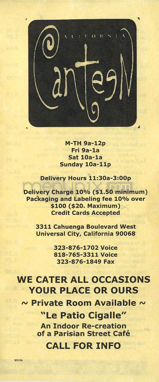 California Canteen - Los Angeles, CA menu_pic