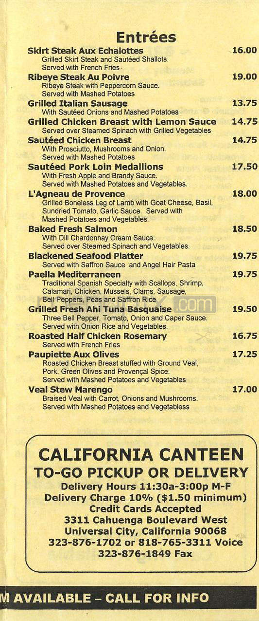 California Canteen - Los Angeles, CA menu_pic