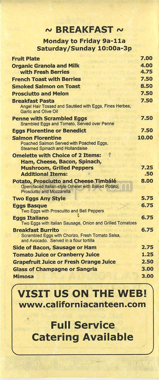 California Canteen - Los Angeles, CA menu_pic