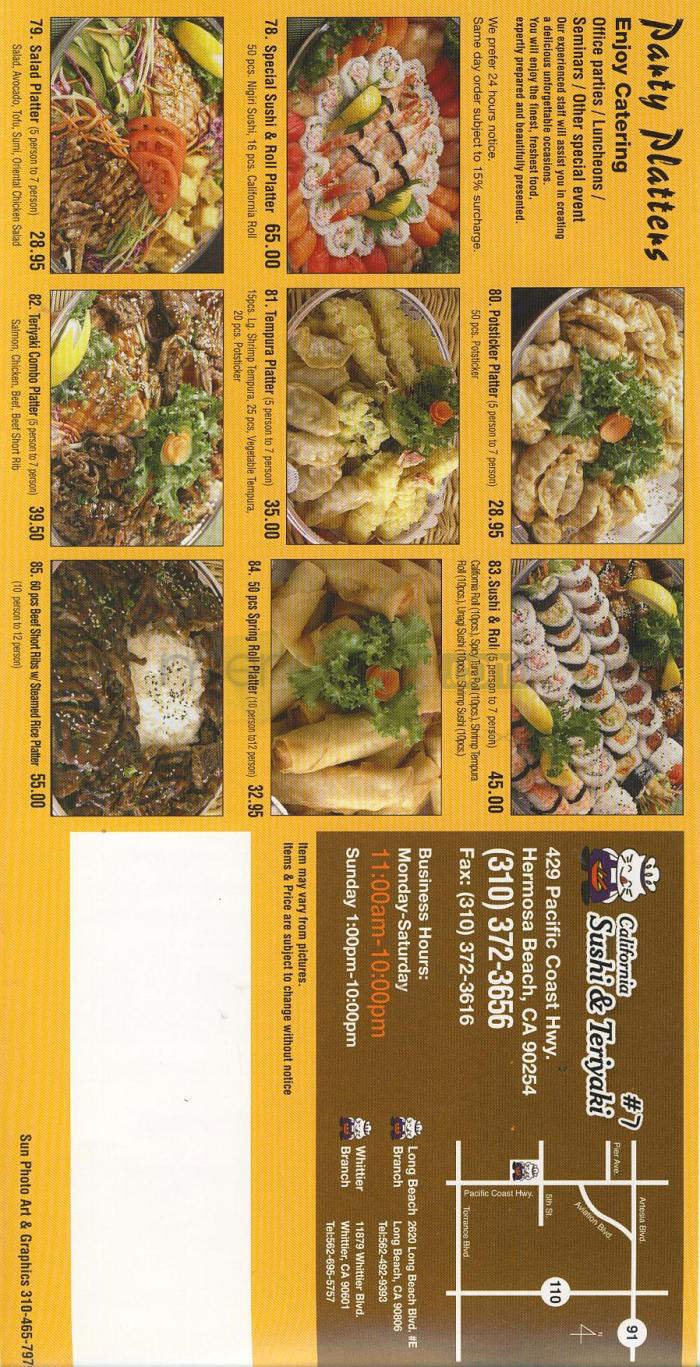 California Sushi & Teriyaki - Hermosa Beach, CA menu_pic