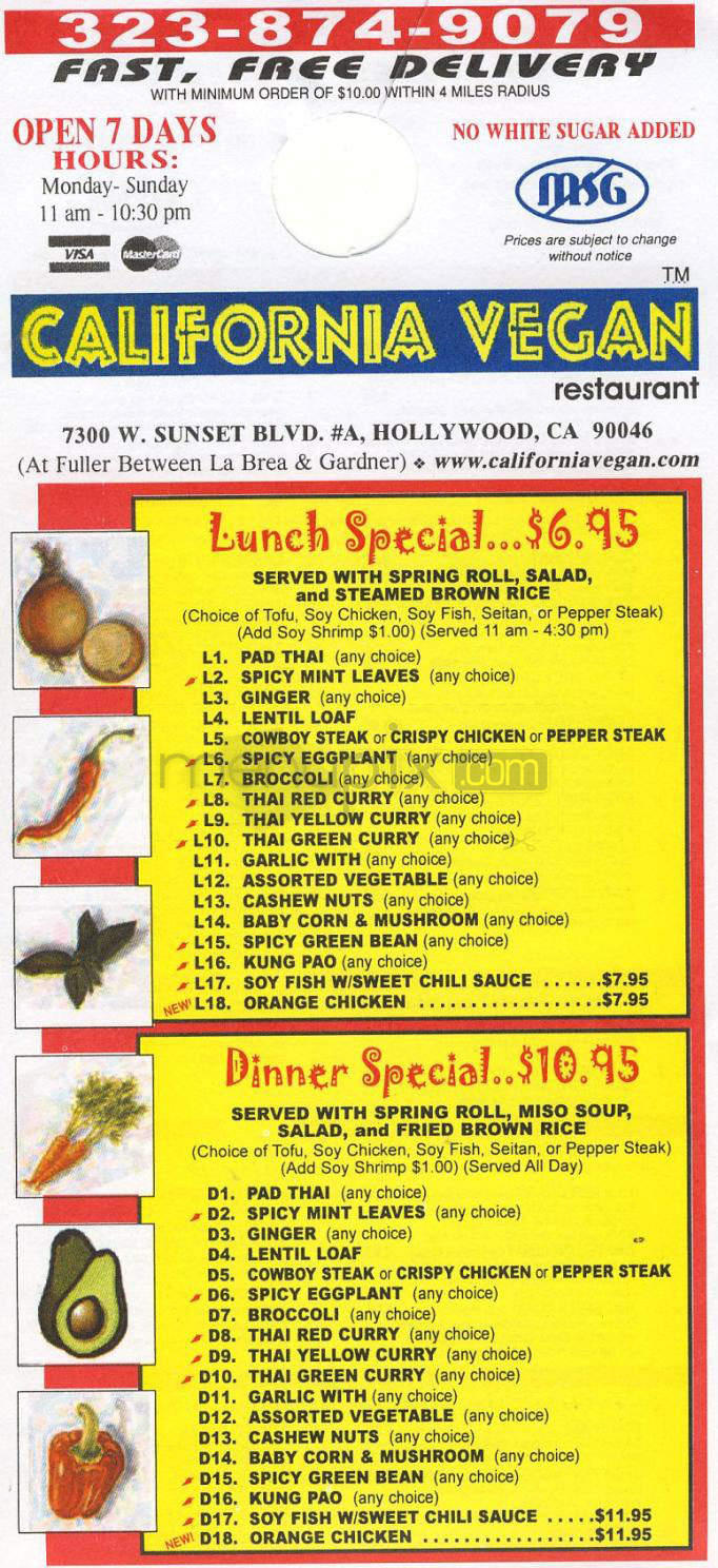 California Vegan - West Hollywood, CA menu_pic
