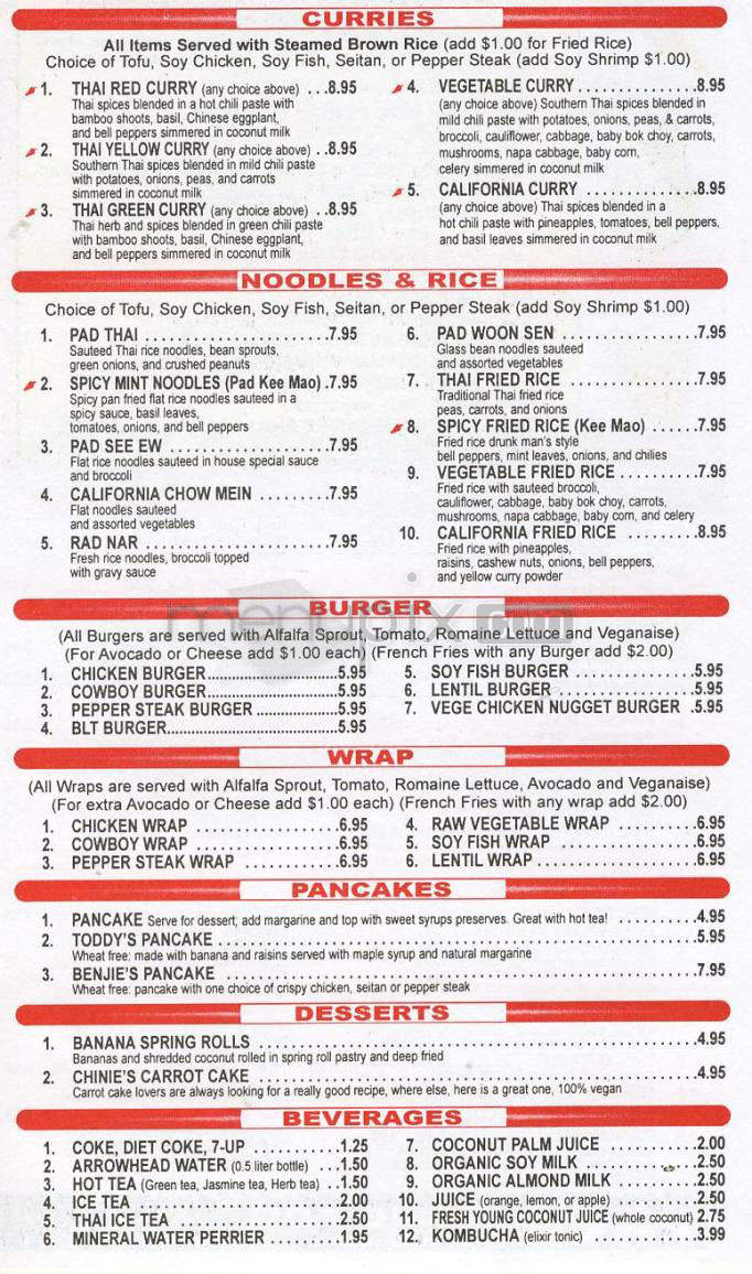 California Vegan - West Hollywood, CA menu_pic