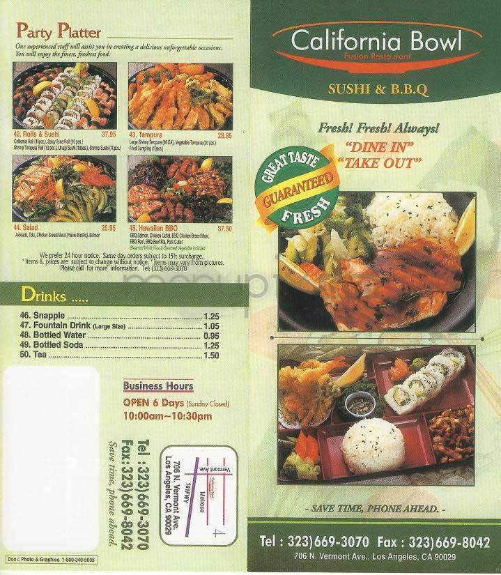 California Bowl - Los Angeles, CA menu_pic