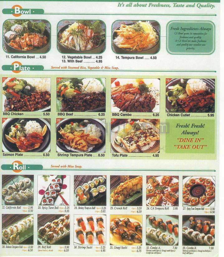 California Bowl - Los Angeles, CA menu_pic