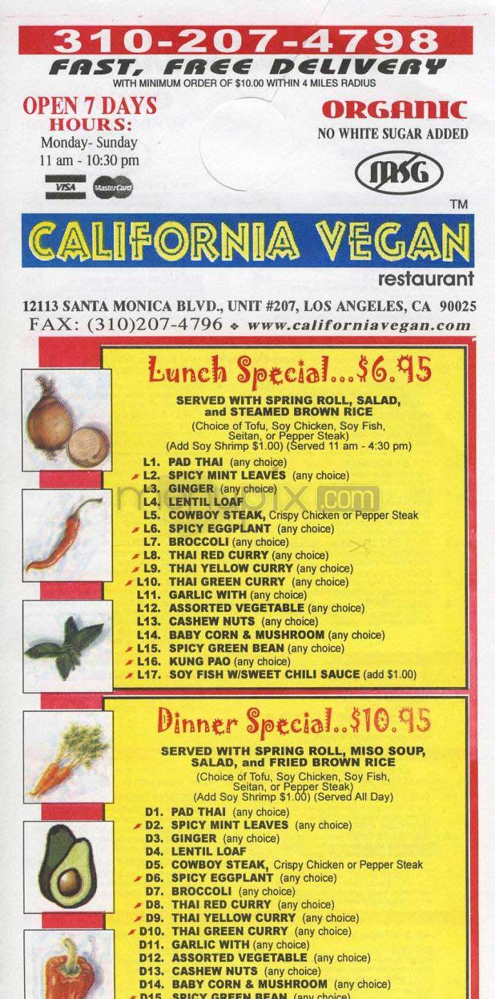 California Vegan - Los Angeles, CA menu_pic