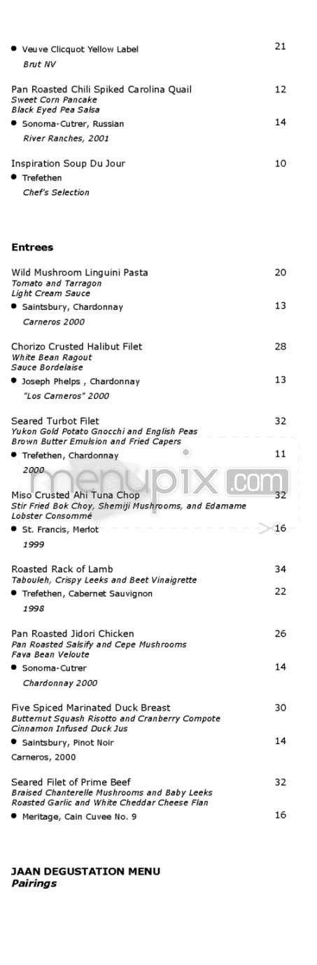 Jaan (Raffles L'Ermitage) - Beverly Hills, CA menu_pic