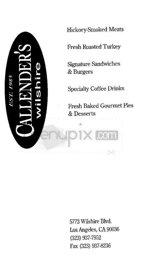 Callender's - Los Angeles, CA menu_pic