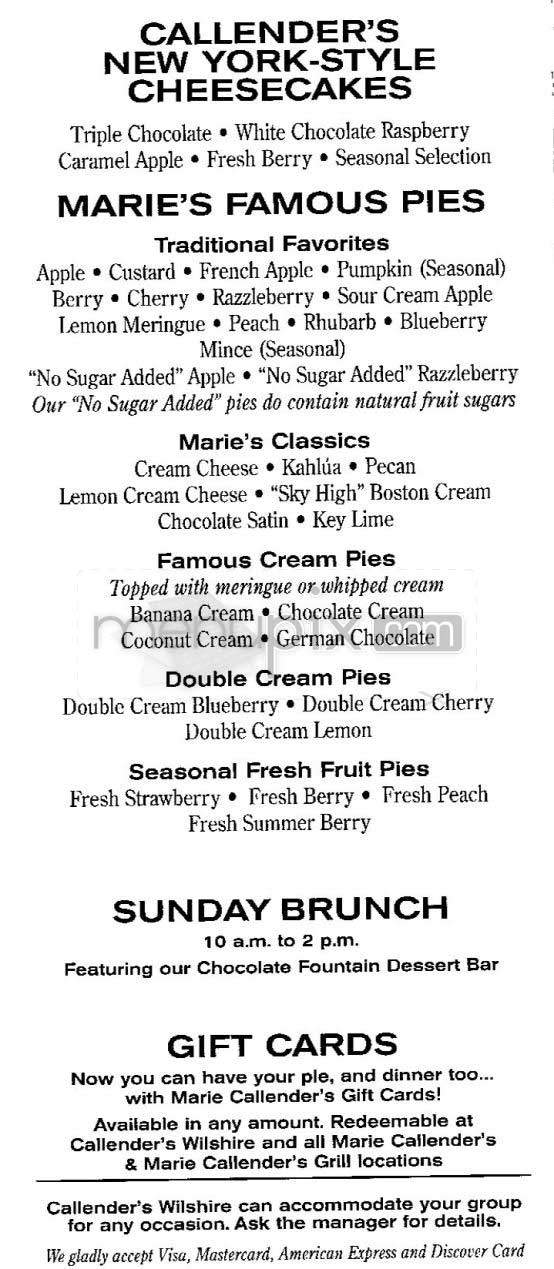 Callender's - Los Angeles, CA menu_pic