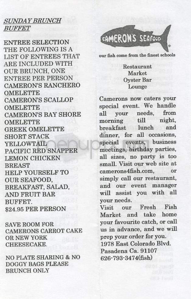 Cameron's Seafood Market - Pasadena, CA menu_pic