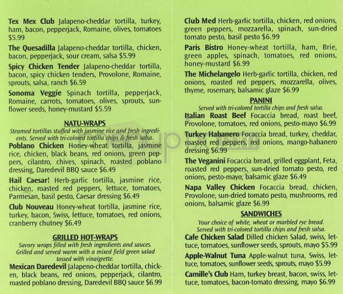 Camille's Sidewalk Cafe - Studio City, CA menu_pic