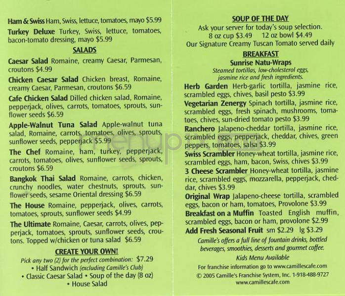 Camille's Sidewalk Cafe - Studio City, CA menu_pic