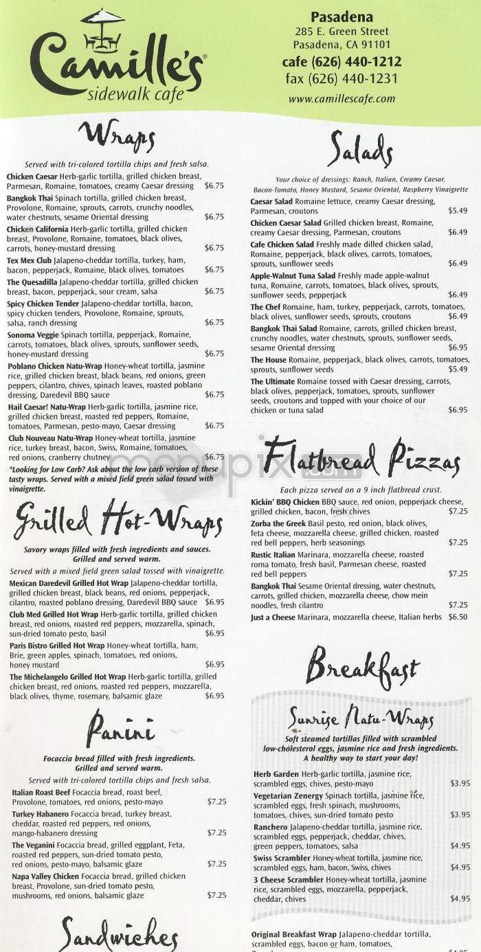 Camille's Sidewalk Cafe - Pasadena, CA menu_pic
