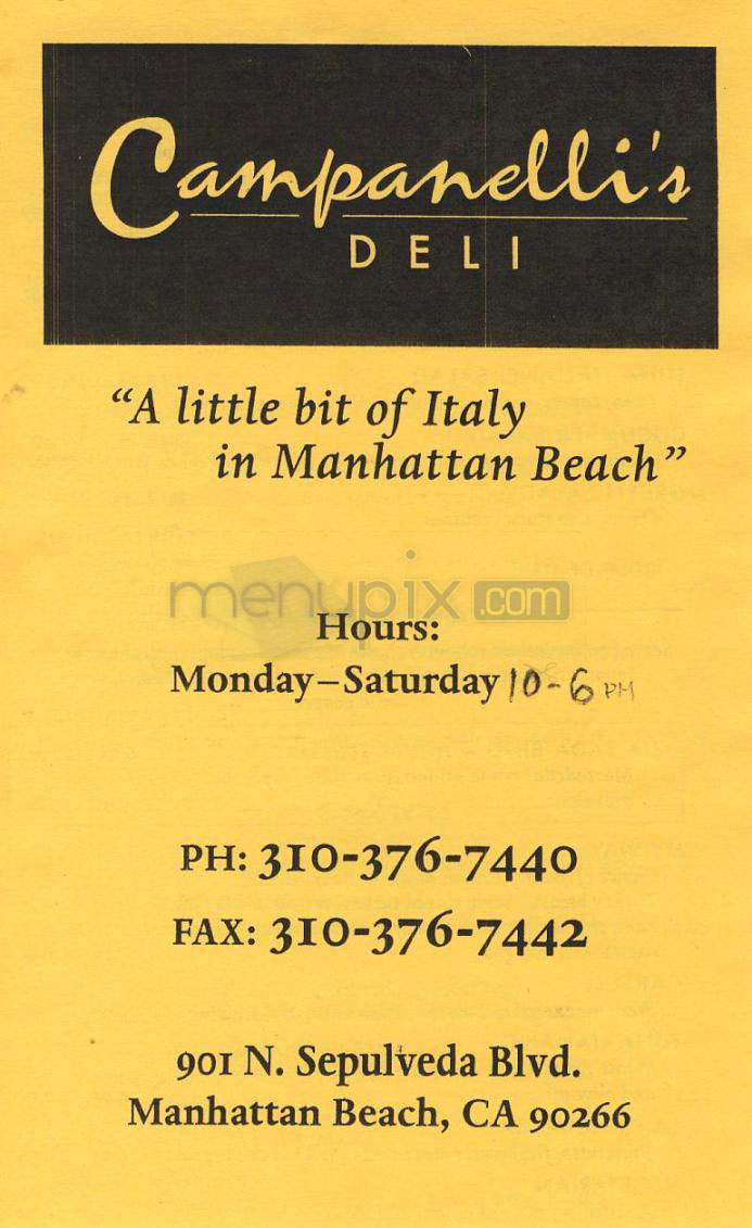 Campanelli's Deli - Manhattan Beach, CA menu_pic