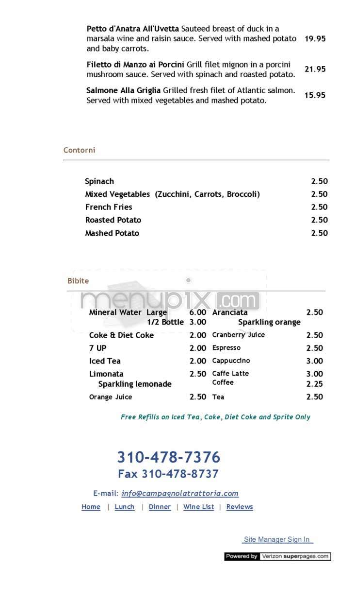 Campagnola - Los Angeles, CA menu_pic