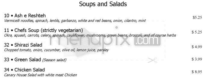 Canary Restaurant - Los Angeles, CA menu_pic